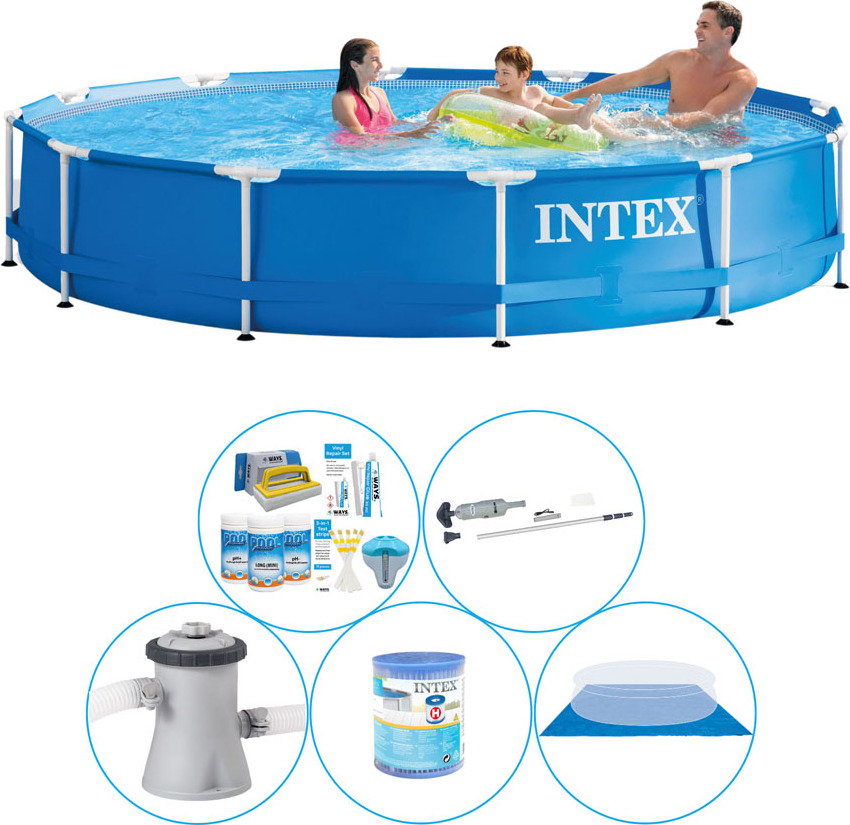 Bazén vrátane príslušenstva - 6 kusov - Intex Kovový rám 305x76 cm