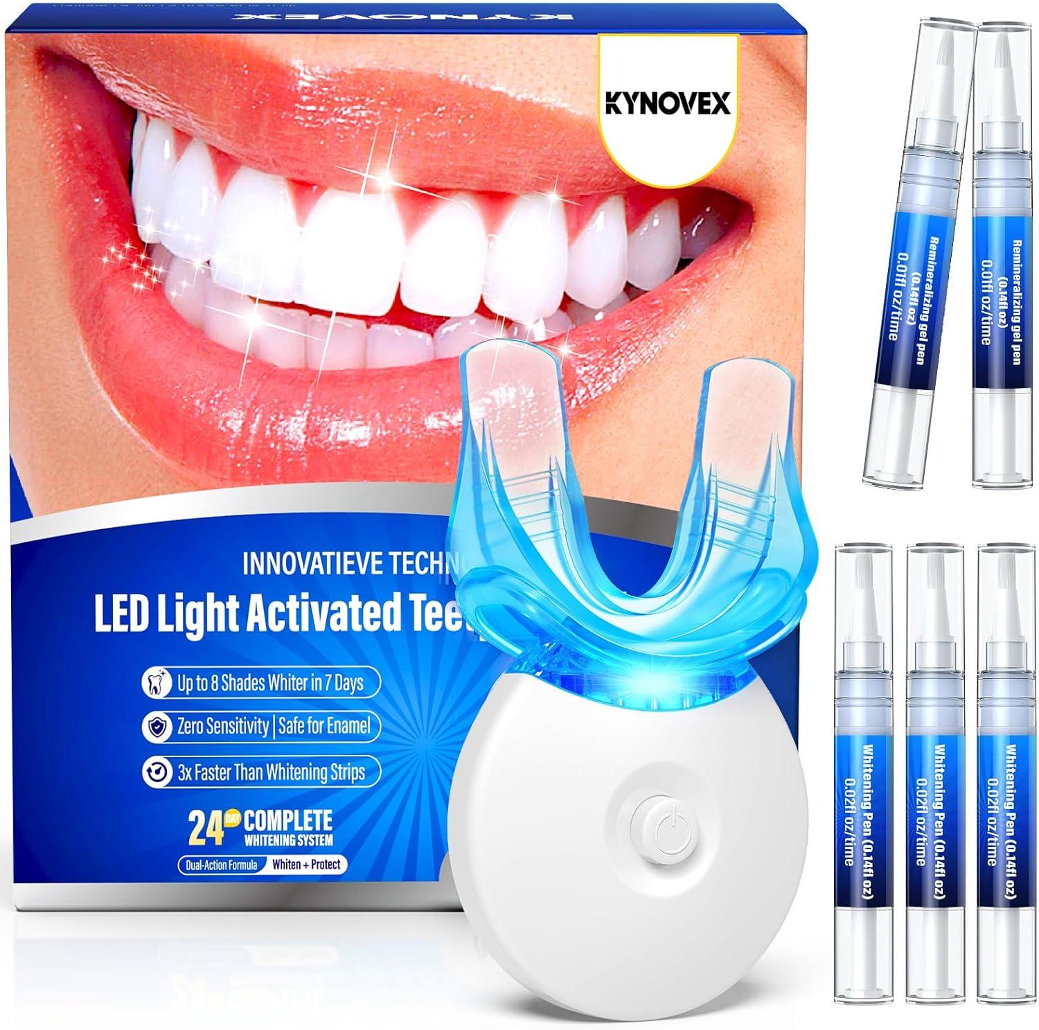 Unbranded Zahnaufhellungsset mit LED-Licht – 3 Whitening-Gel-Stifte + 2 Desensibilisierungs-Gel-Stifte – 35% PAP-Aufhellungsformel – Zahnbleaching für zu Hause