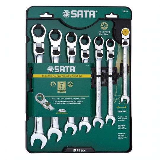 Sata Flachschlüssel 7Schlag, Ratsche, Sperre, 10 12 13 14 15 17 19 Mm 9043