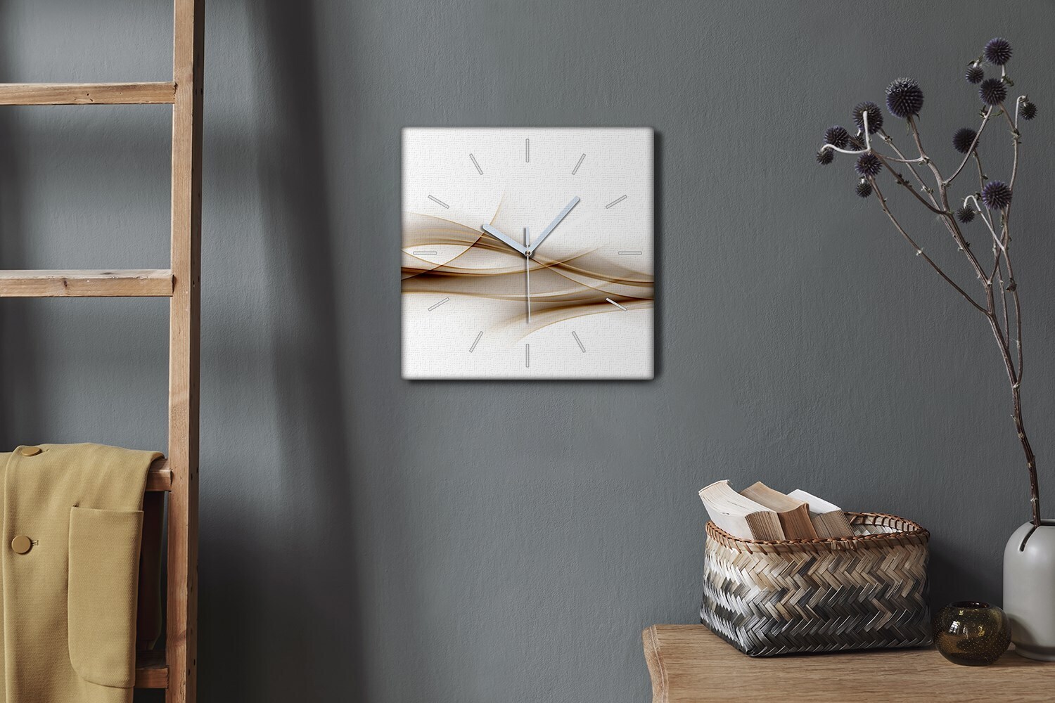 Coloray Hodiny Unikátní 30x30 cm Tiché hodiny Pro obývací pokoj a kuchy Nástnné hodiny Plátno Bílé ruiky hodin - Pozadí halyard