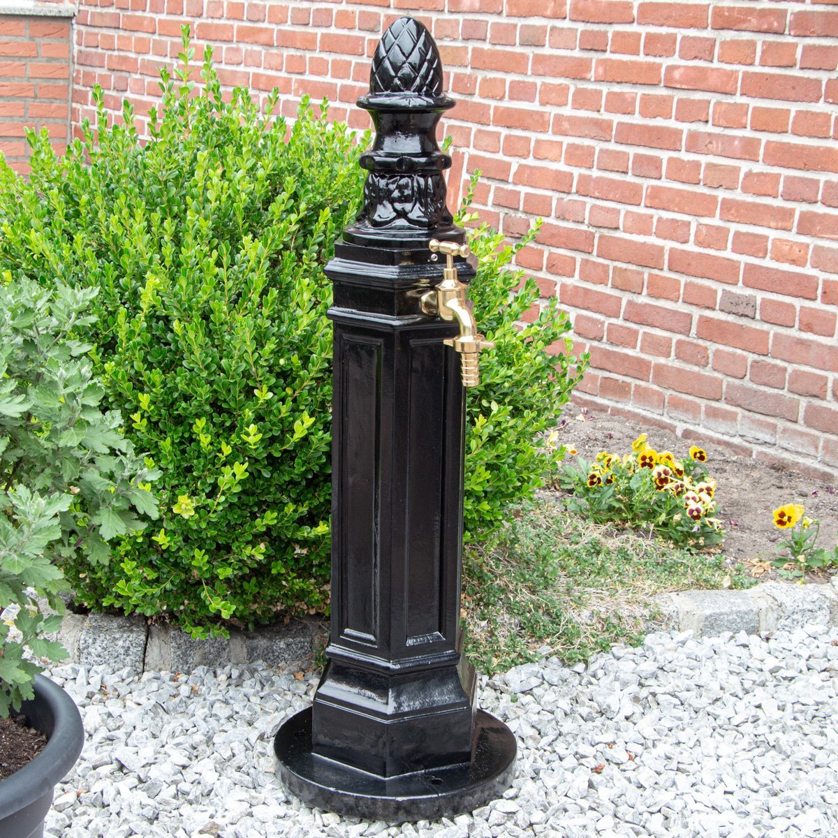Antikas Standbrunnen Zapfstelle Wasserzapfsäule, Wasserzapfstelle - Alu schwarz - H.98cm