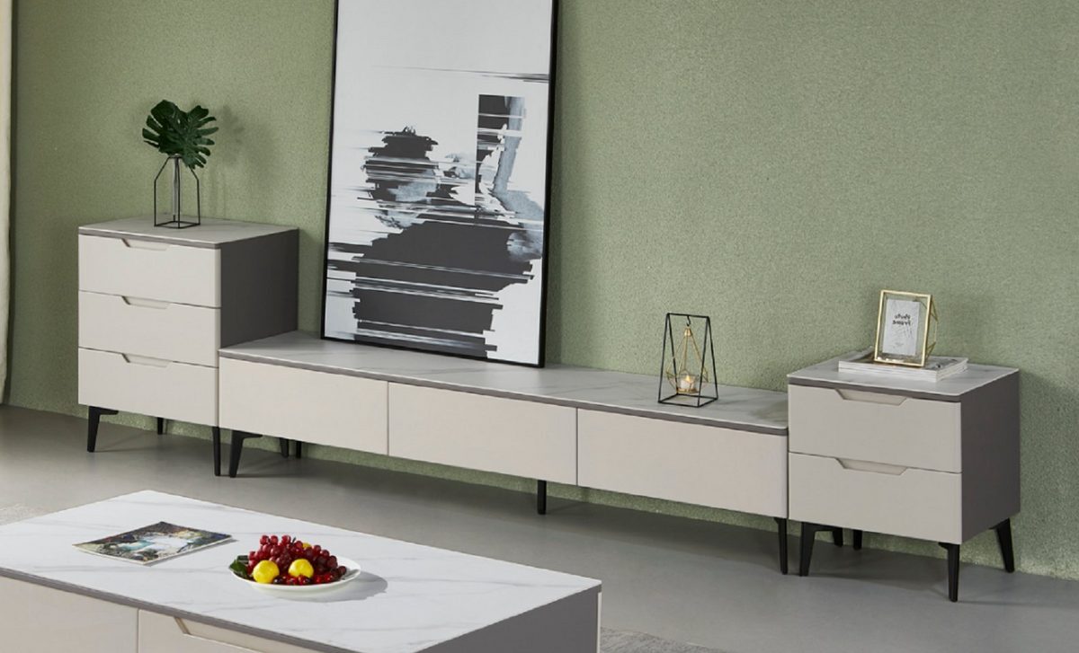 Wohnzimmer TV-Schrank Grau Luxus Holz Modern JVmoebel