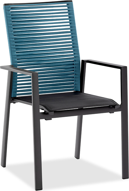 Gartenstuhl Cervox 61x65 Stoff Schwarz Kordel Blau Gestell Alu Anthrazit