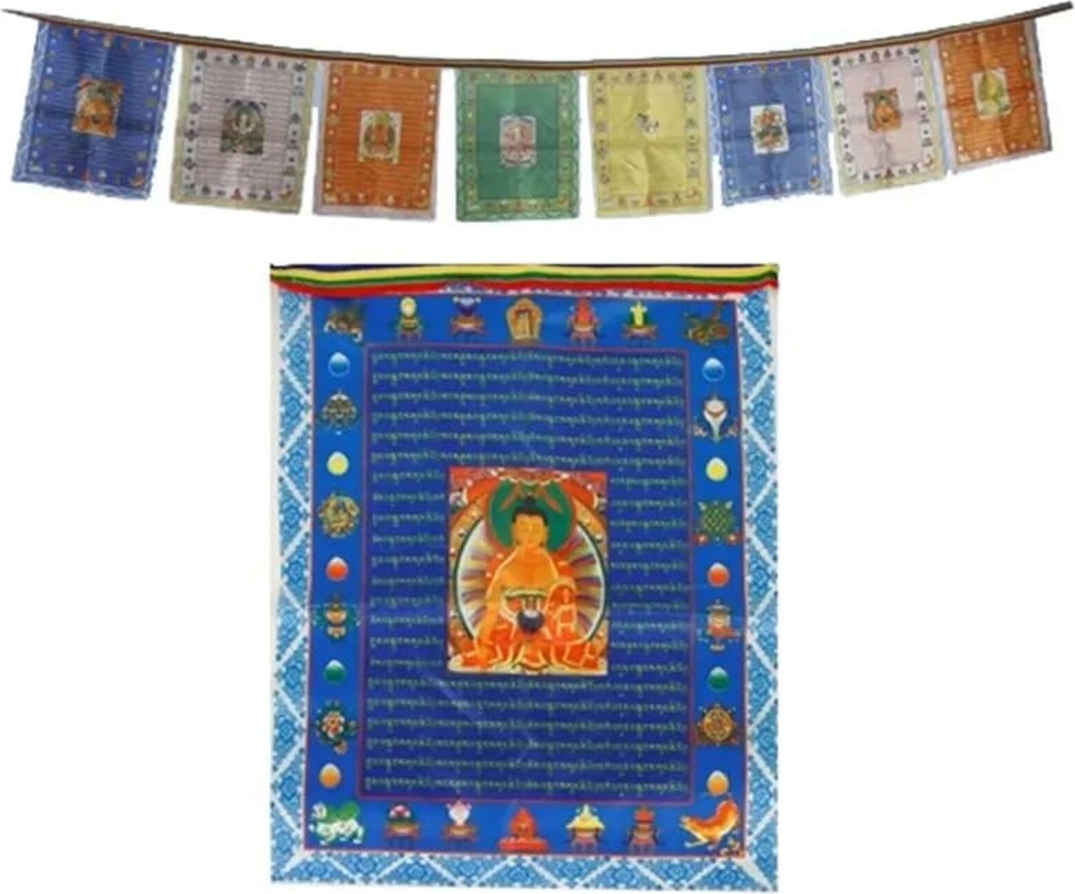 Bahadra 10 Tibetische Gebetsfahnen Buddhas -- 28x35x300 cm