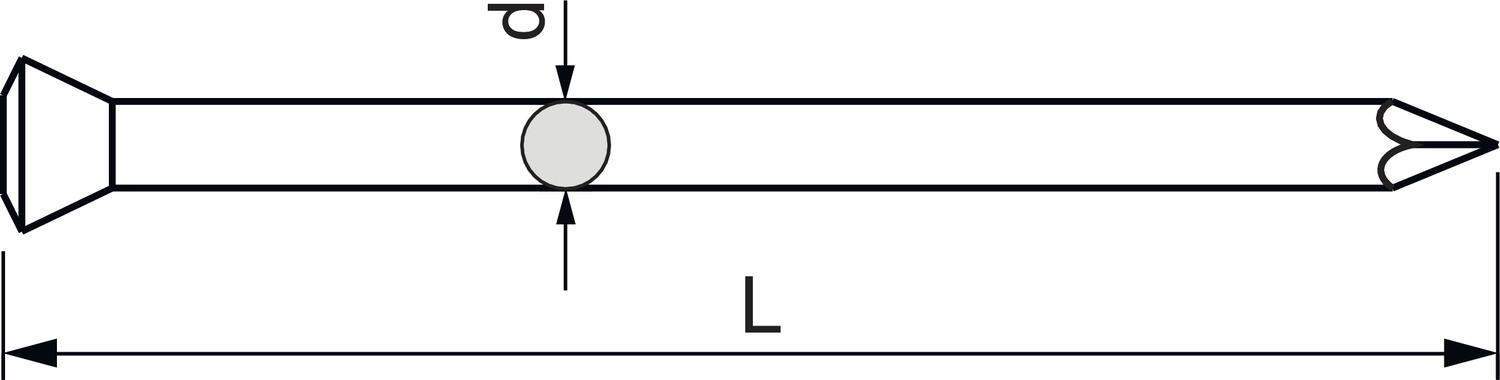 DON QUICHOTTE Stahlnagel OMK 2.0x50 blau angelassen Linsensenkkopf mit geschnittener Spitze 955968