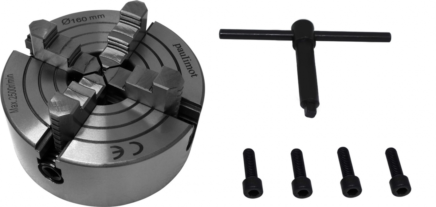 PAULIMOT Vierbackenfutter für Drehbank, 160 mm, einzeln verstellbare Backen 4055