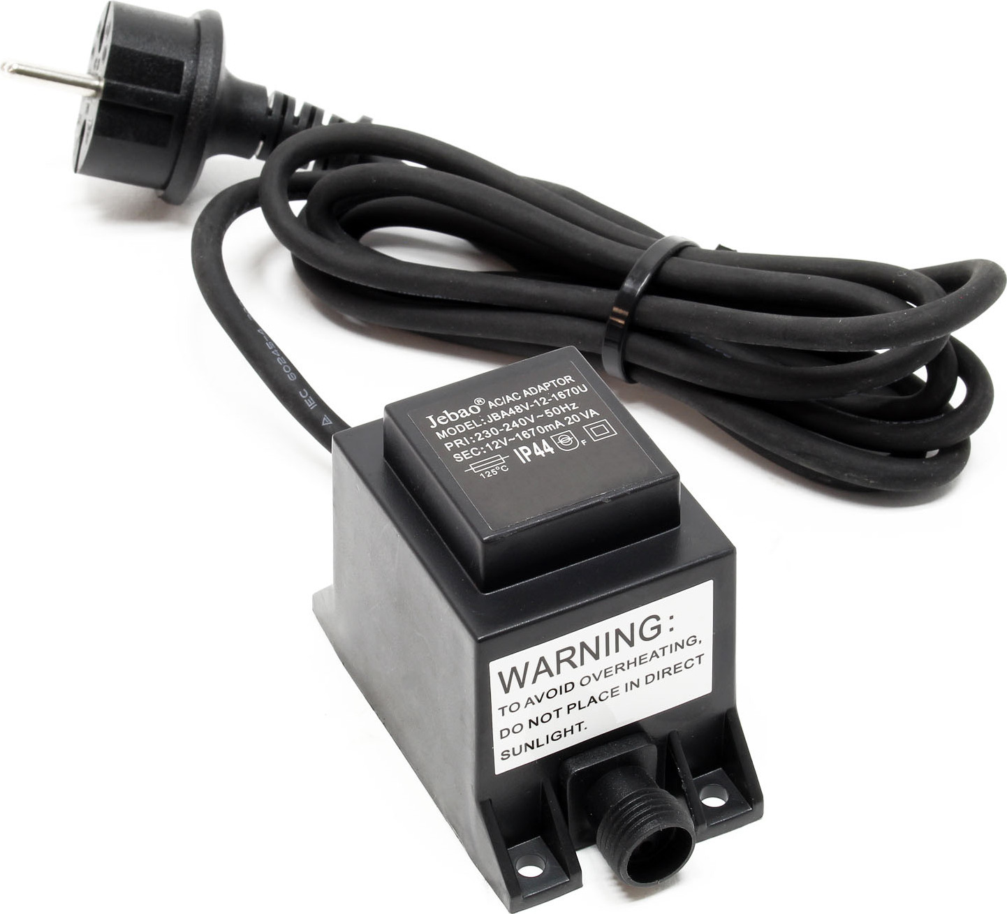 Napájacia jednotka SunSun JBA48V-12-1670U 12 V 1670 mA, 2-pólový sieťový adaptér s nízkonapäťovým zásuvným systémom, transformátor IP44 pre osvetlenie jazierka a záhrady