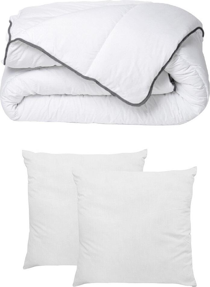 Vente-unique Bettdecke mit Seidenstruktur 220 x 240 cm + 2 Kissen 60 x 60 cm - Weiß - BIESYA