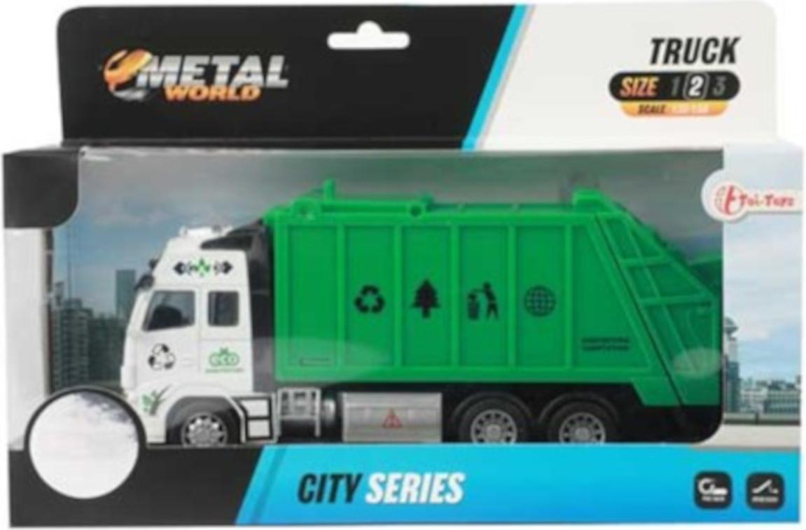 Toi-Toys METAL City Lastwagen 18cm – Spielzeug LKW Kinder Baustelle Fahrzeuge Metall Müllwagen 24568Z