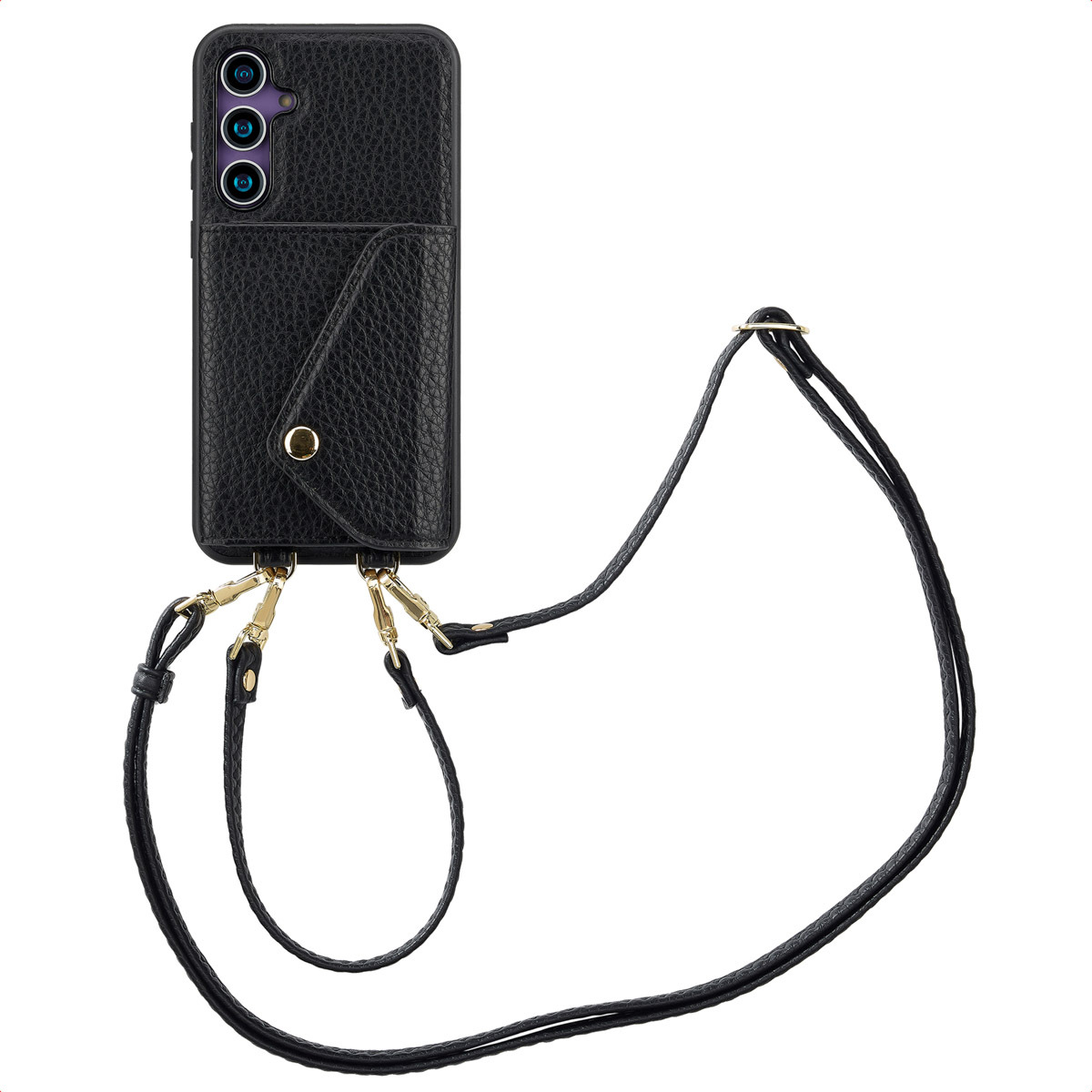 Puzdro na telefón Selencia Sera s káblom a obálkovým puzdrom na kartu pre Samsung Galaxy S23 FE - čierne