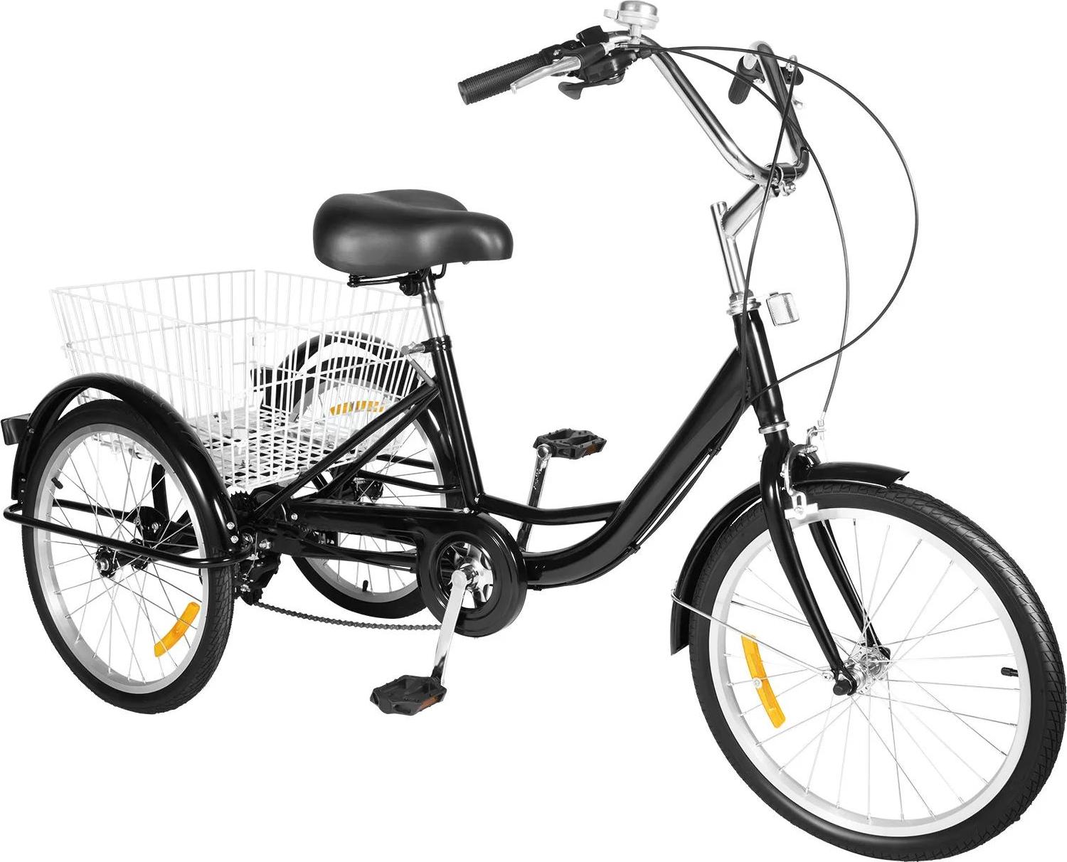 Dreirad für Erwachsene - 3-Rad Fahrrad - 8-Gang - 50 cm Räder - Doppelte Scheibenbremsen - Verstellbarer Sattel - Max. Belastung 110 kg - Schwarz