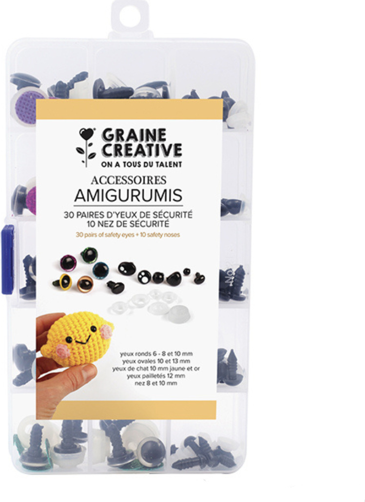 Graine Créative Graine Creative GC Amigurumi 40 Paare von Sicherheitsaugen und 10 Sicherheitsnasen 420259