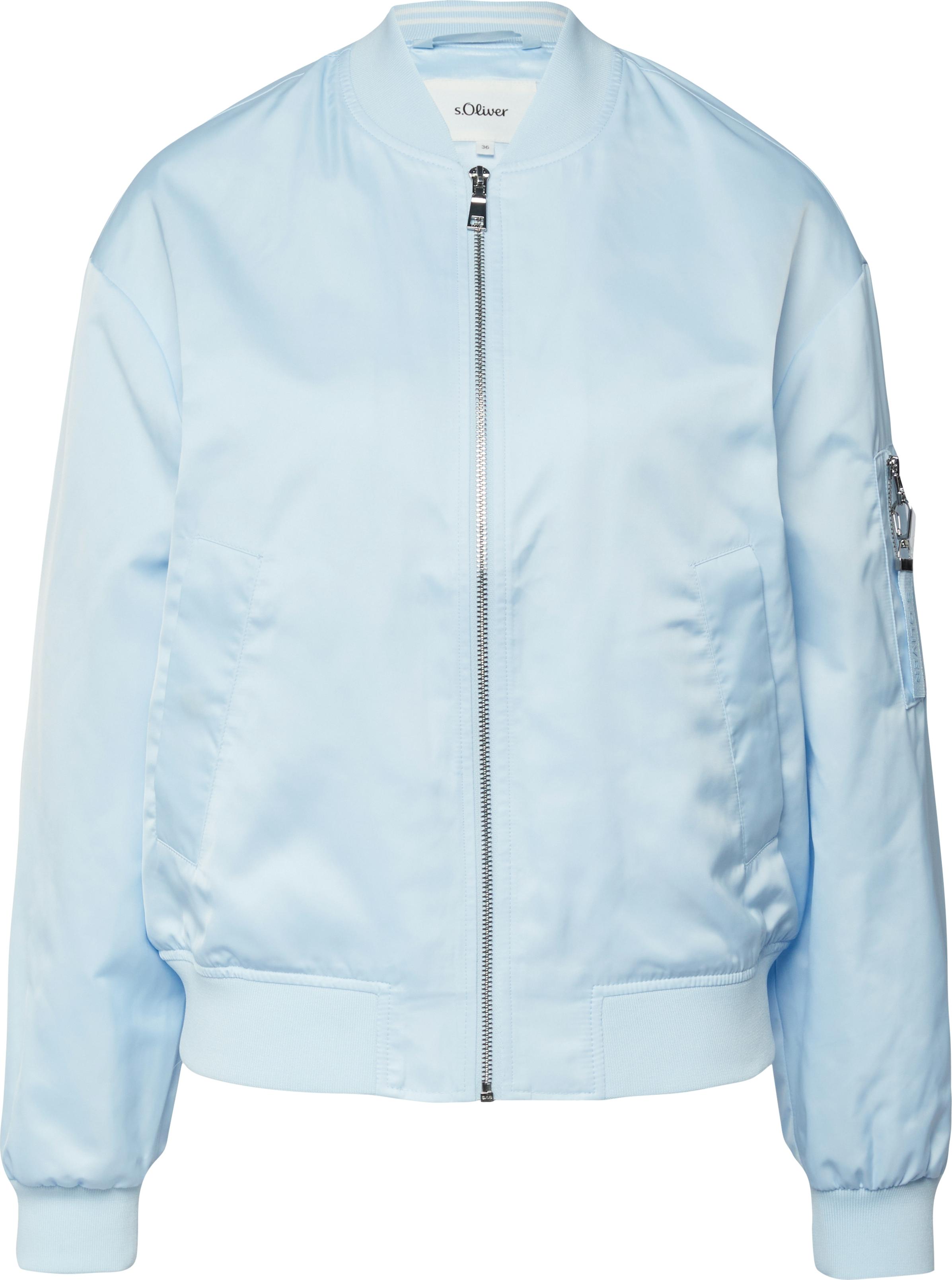 s.Oliver Satin Blouson Jacke mit Bomberkragen, Rippbündchen und Relaxed Fit