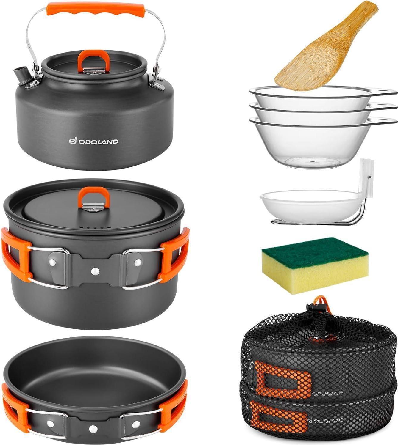 Sonstige Odoland Camping Kochgeschirr Set - Outdoor Kochgeschirr für Wandern und Camping