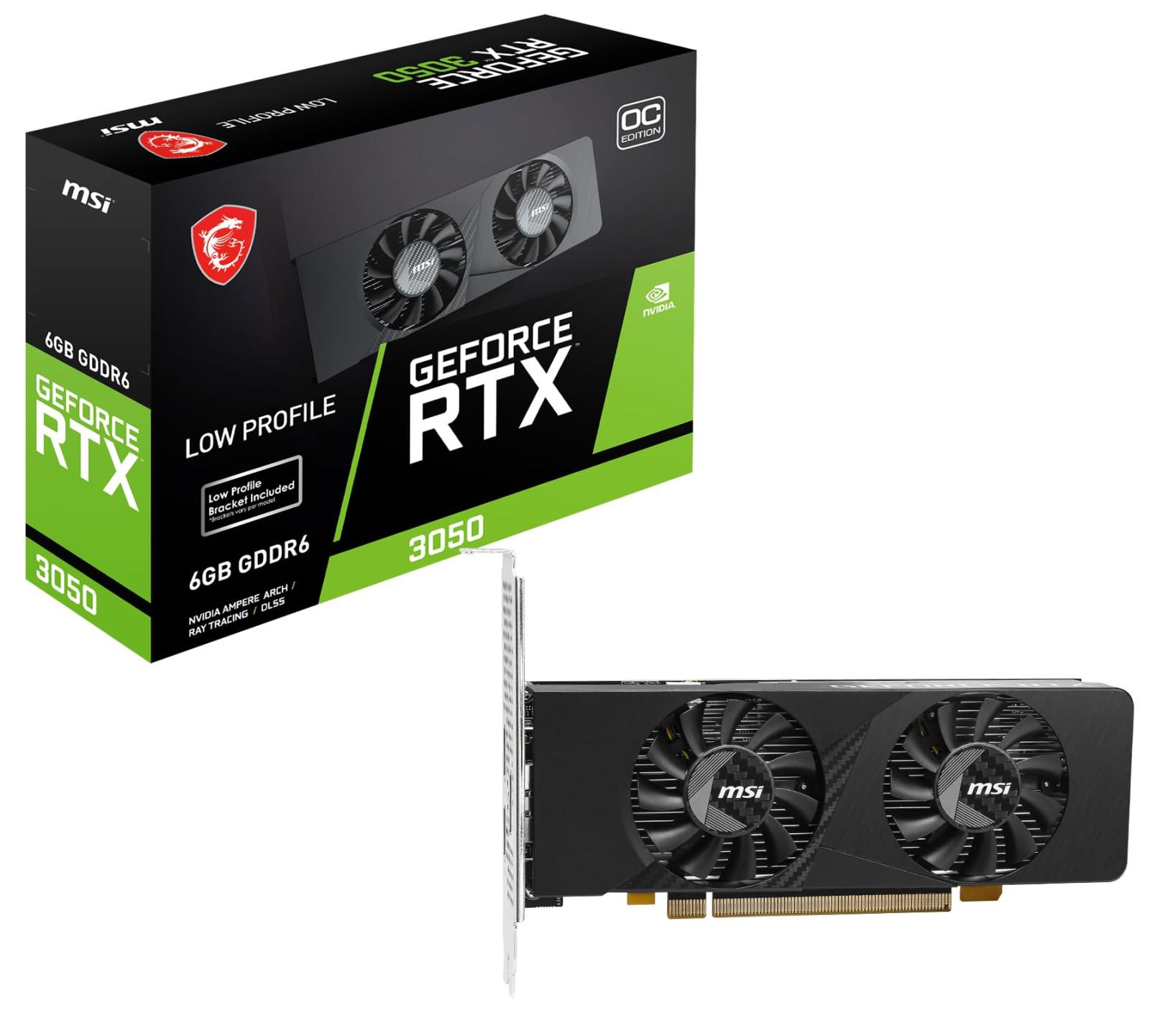 MSI GEFORCE RTX 3050 LP E 6G OC, GeForce RTX 3050, 6 GB, GDDR6, 96 Bit, 7680 x 4320 Pixel, PCI Express x8 4.0