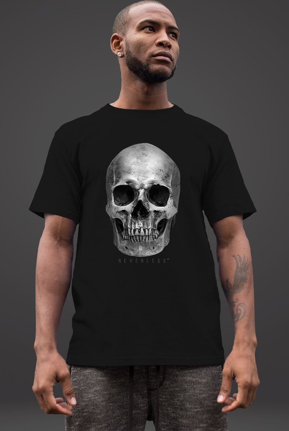 Neverless Herren T-Shirt – Totenkopf Mit Rosen Design, Slim Fit, 100% Baumwolle, Bis Größe 4XL