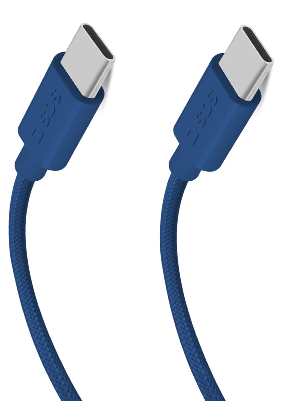 SBS USB-C - USB-C-Textilkabel mit Kabelhalter, 1,5 Meter TECABLETISSUETCCB
