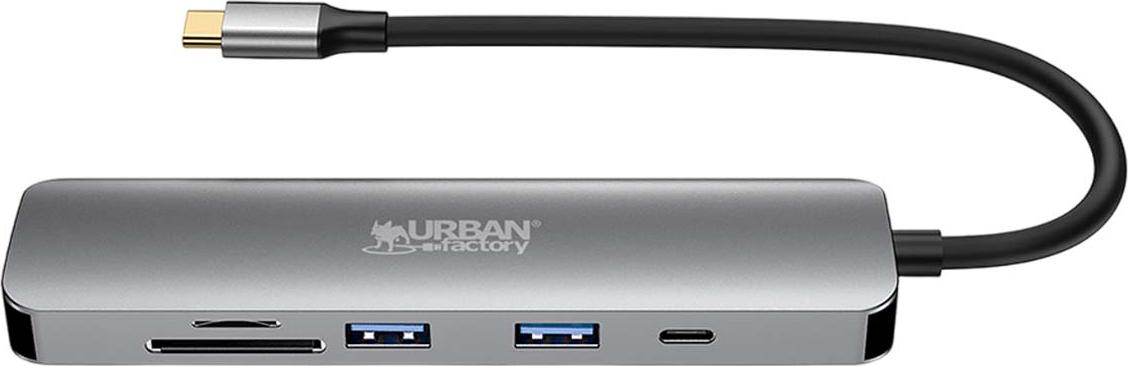 Urban Factory MHC45UF, Kábel, USB 3.2 Gen 1 (3.1 Gen 1) Type-C, 100 W, Šedá, Sideral Grey, Microsd (transflash), SD