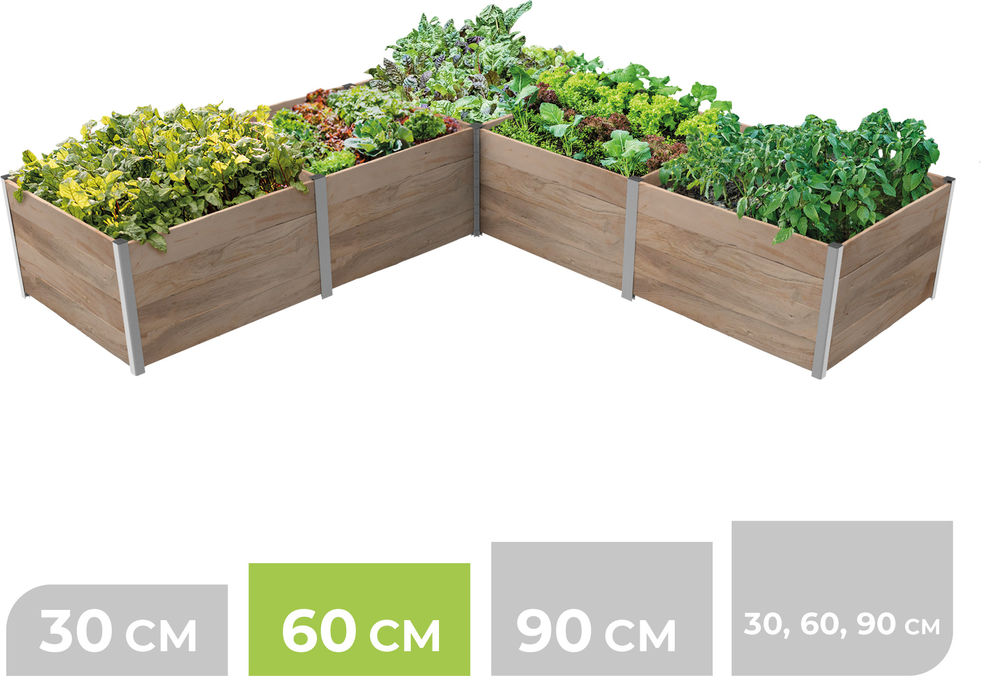 BioGreen 5m² Eck-Hochbeet ErnteMAXX aus Holz in 3 Höhen