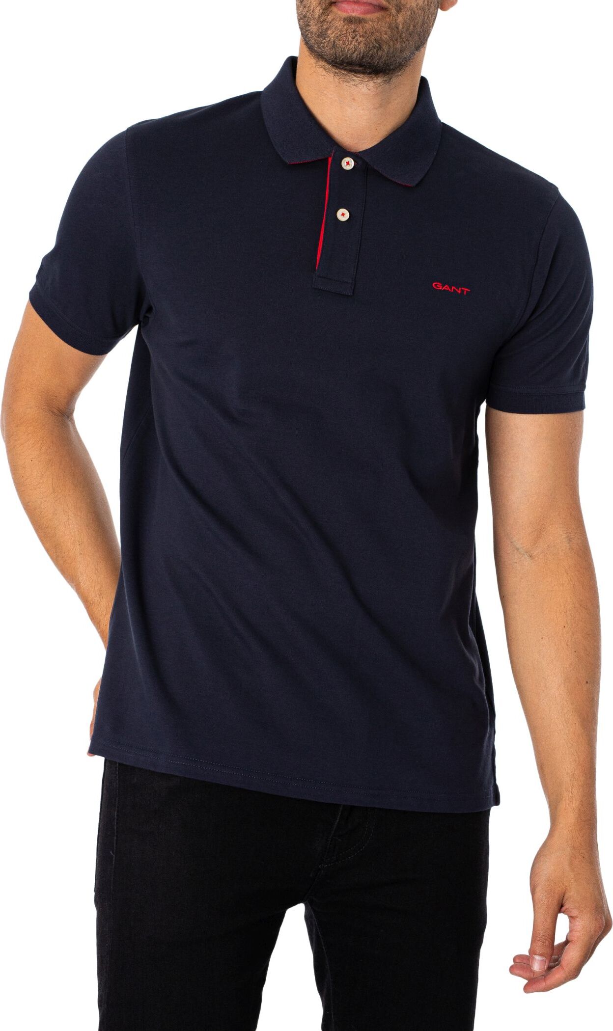 GANT Normales, kontrastierendes Piqué-Poloshirt, Blau L 2062026-433