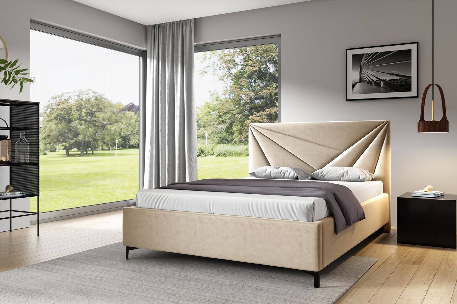 Čalúnená posteľ 120x200 ODETA 4 - svetlo béžová