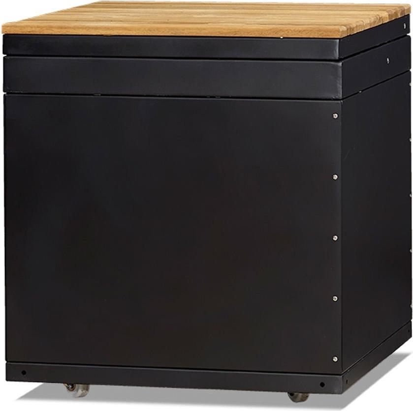 Außenküchenmodul in Schwarz aus Holz und Edelstahl für Gartenküche