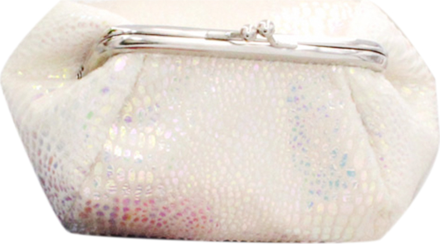 PMALT Damen Laser Kuss Lock Runde Brieftasche Clutch Pouch Münze Geldscheinetui Geldbörse Schwarz