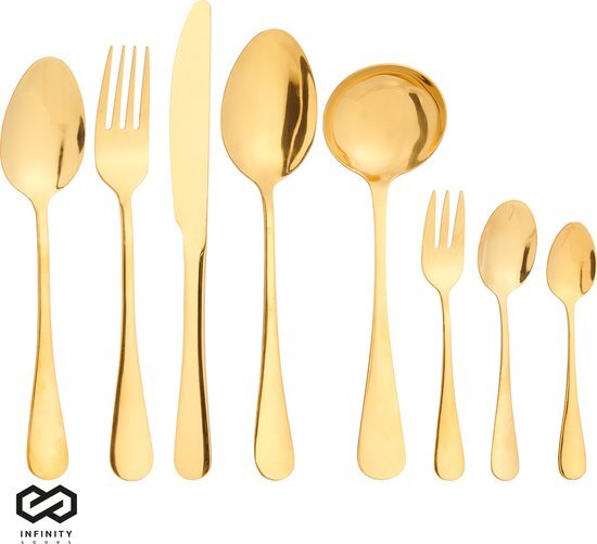 Brixy Infinity Goods Besteckset – Gold – 39-teilig – Besteck für 6 Personen – Mehrgängig – Messer/Löffel/G IN7892