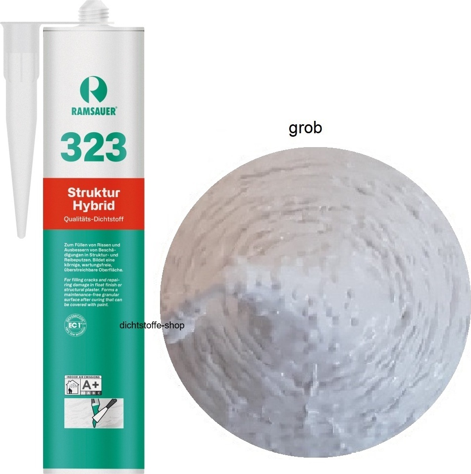 Ramsauer GmbH&Co.KG Ramsauer 323 Struktur Hybrid Dichtstoff 310ml Kartusche weiss grob 3240305