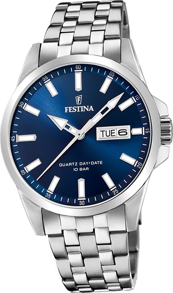 Festina pánske hodinky z nehrdzavejúcej ocele F20357/3 Quartz náramkové hodinky Silver Classic D2UF20357/3