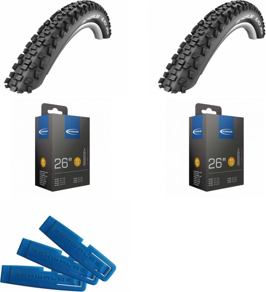 Schwalbe 2x Reifen BLACK JACK 26x2.10 + 2x Schwalbe DV13 + 1x Reifenheber