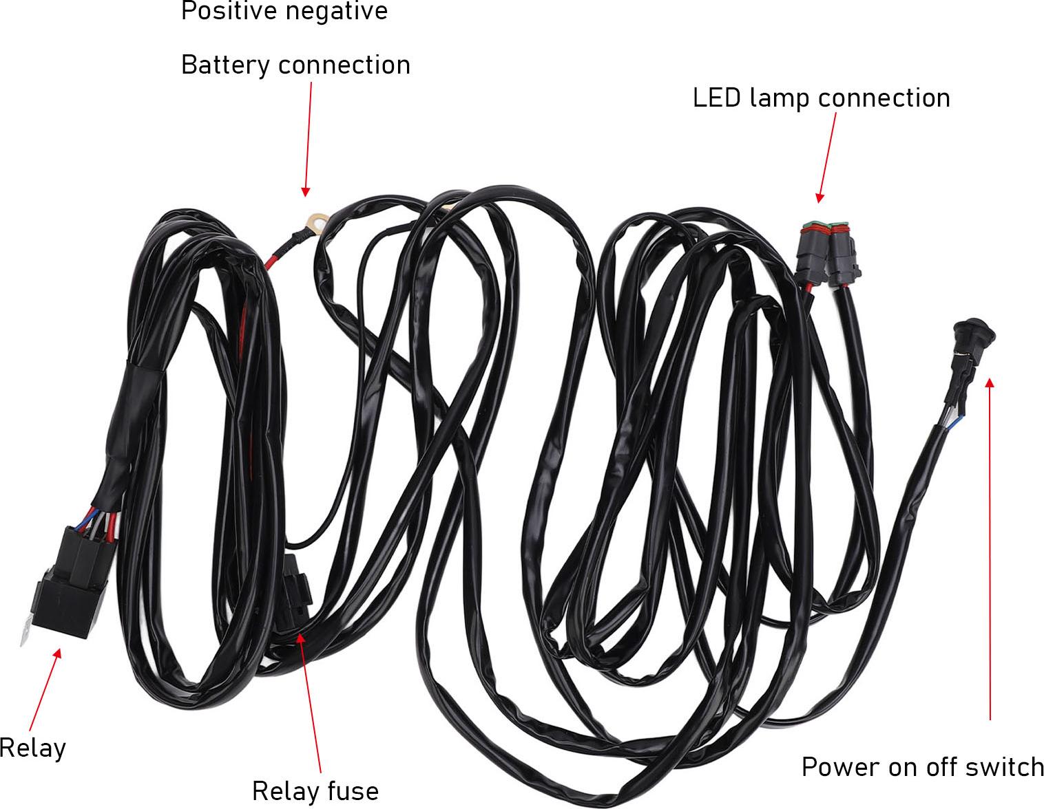 Gistuch LED-Lichtleisten-Kabelbaum, 16 AWG, robust, DC 12 V, Ein-/Aus-Schalter, Leistungsrelais, Sicherung für LKW, ATV, UTV, Boot