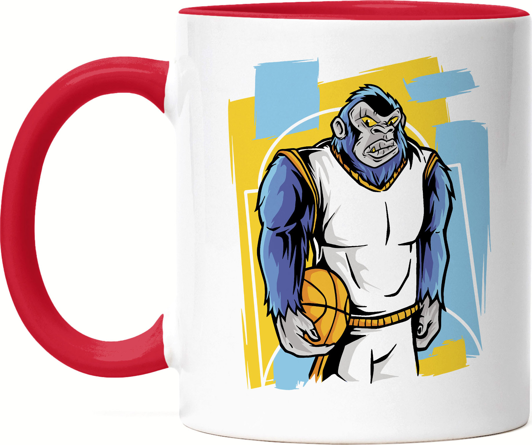 Hey!Print Basketball Tasse Rot Gorilla Mannschaft Spieler Korb Teamsport Gewinner Ballsport Jersey Team Mannschaftssport HP-1790-T-Rot