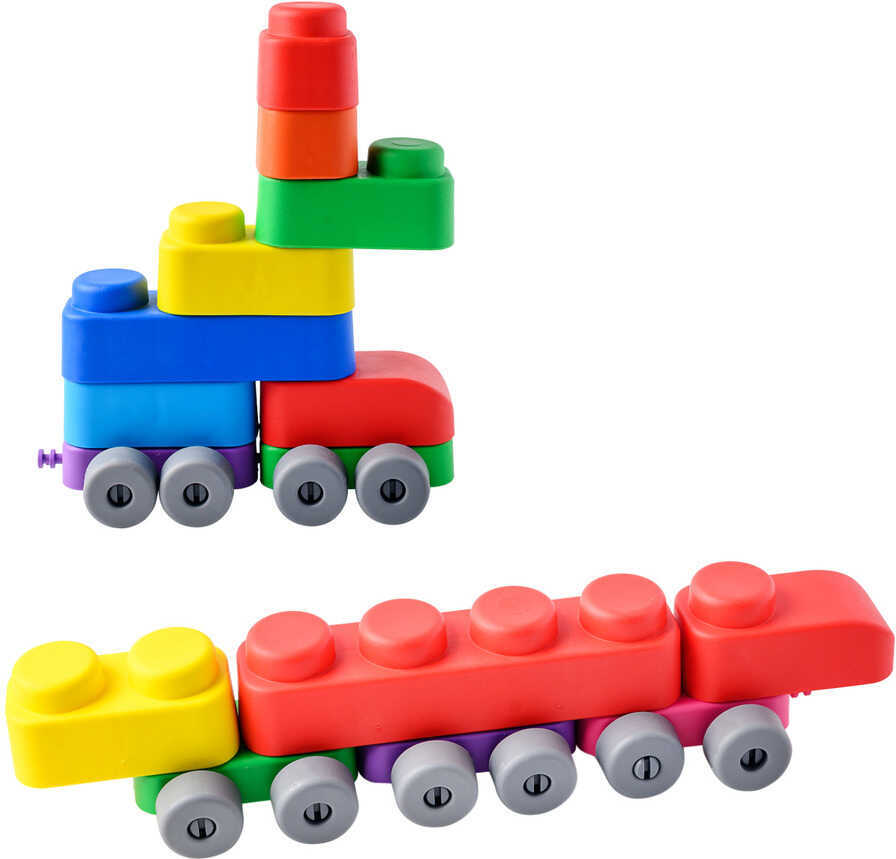 Montessori® Montessori-Spielzeug, Lernspielzeug, weiche Blöcke und Räder – 21 Blöcke und 16 Räder Lernspielzeug Jungen, Mädchen