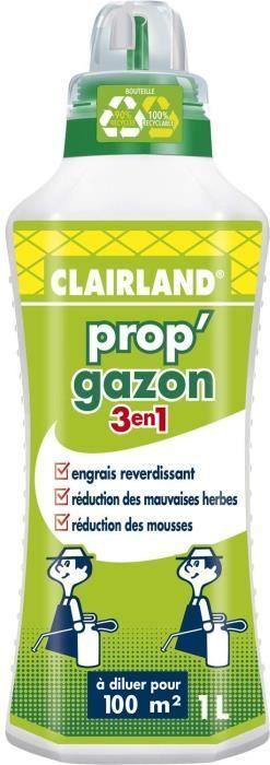 CLAIRLAND Flüssiger Rasendünger, 3 in 1, 1 L Konzentrat, Blattdüngung, Mit Eisen CLAIRGAZ1000