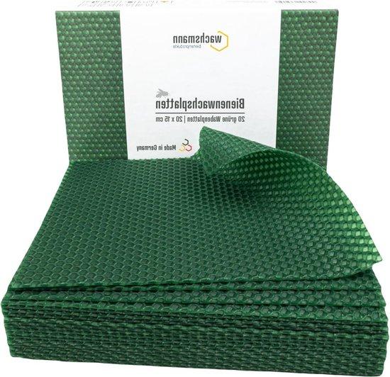 Famanu Bienenwachsplatten Dunkelgrün - 20 Stück, 100% reine Bienenwachs aus Deutschland - 20 x 15 cm SHSHOP