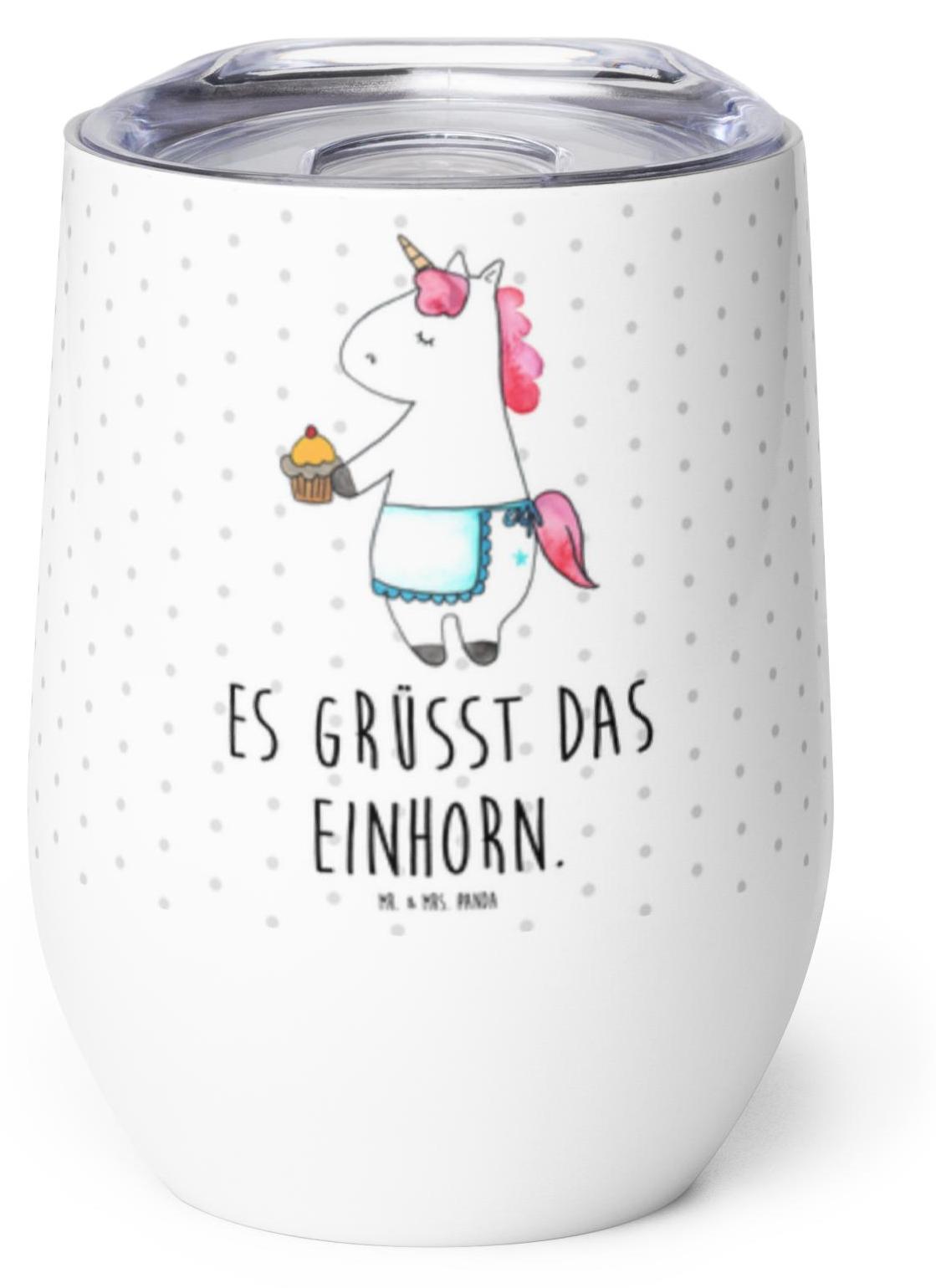 Mr. & Mrs. Panda Thermo Becher Einhorn Muffin - Weiß - Geschenk, glühweinbecher, Unicorn, Geburtstag, Glückwünsche, Geburtstagsgrüße, thermosbecher, Isolierbecher PD-1247583-STANDARD
