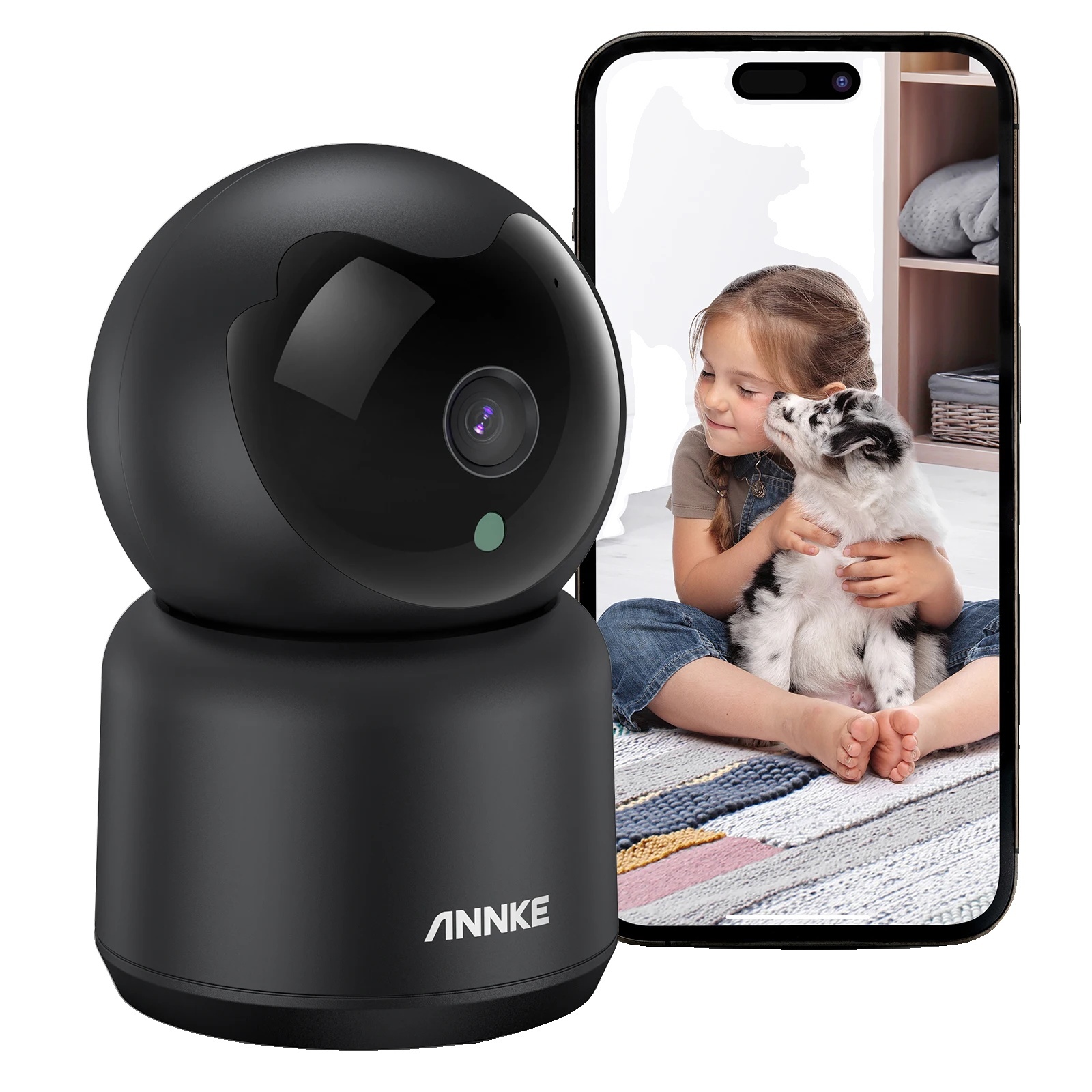 bezpečnostná kamera 3MP WLAN, nočné videnie, obojsmerný zvuk, čierna