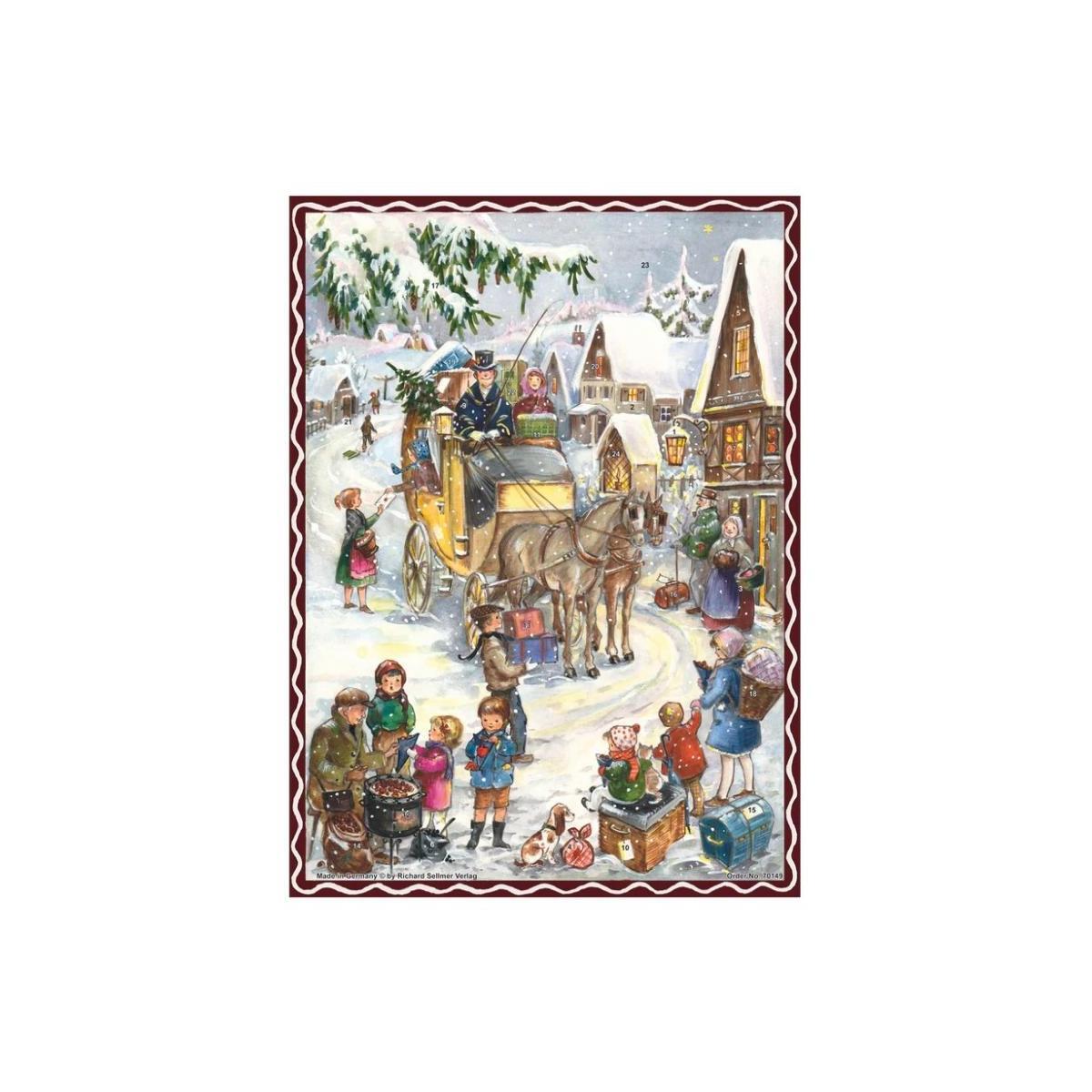 Nostalgický adventný kalendár Kočiar – vianočné motívy s koňmi