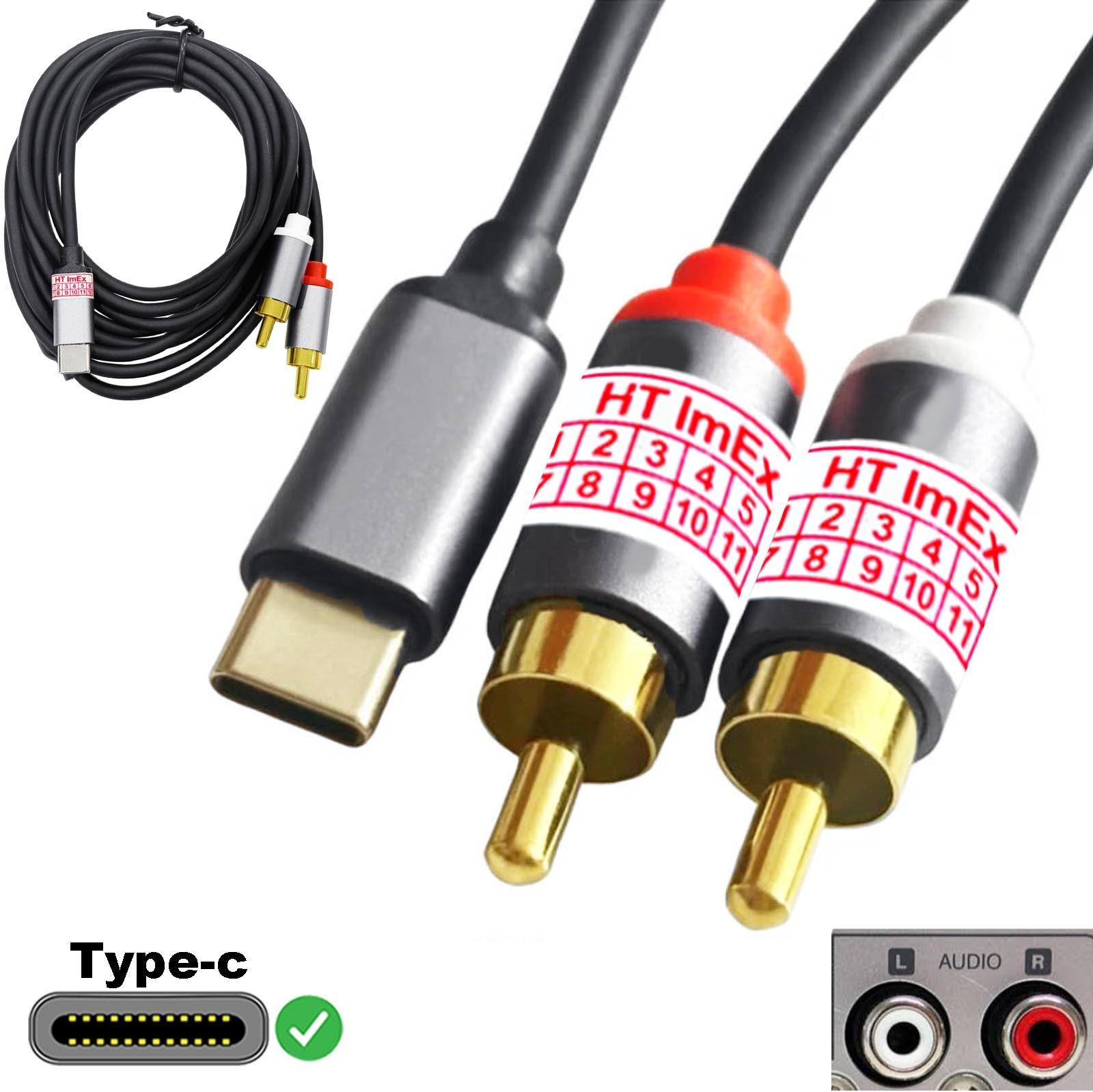 HT ImEx USB-C auf Cinch Audio Kabel Type C auf 2x RCA Stereo Adapter kompatibel mit USB-C Geräten 680060