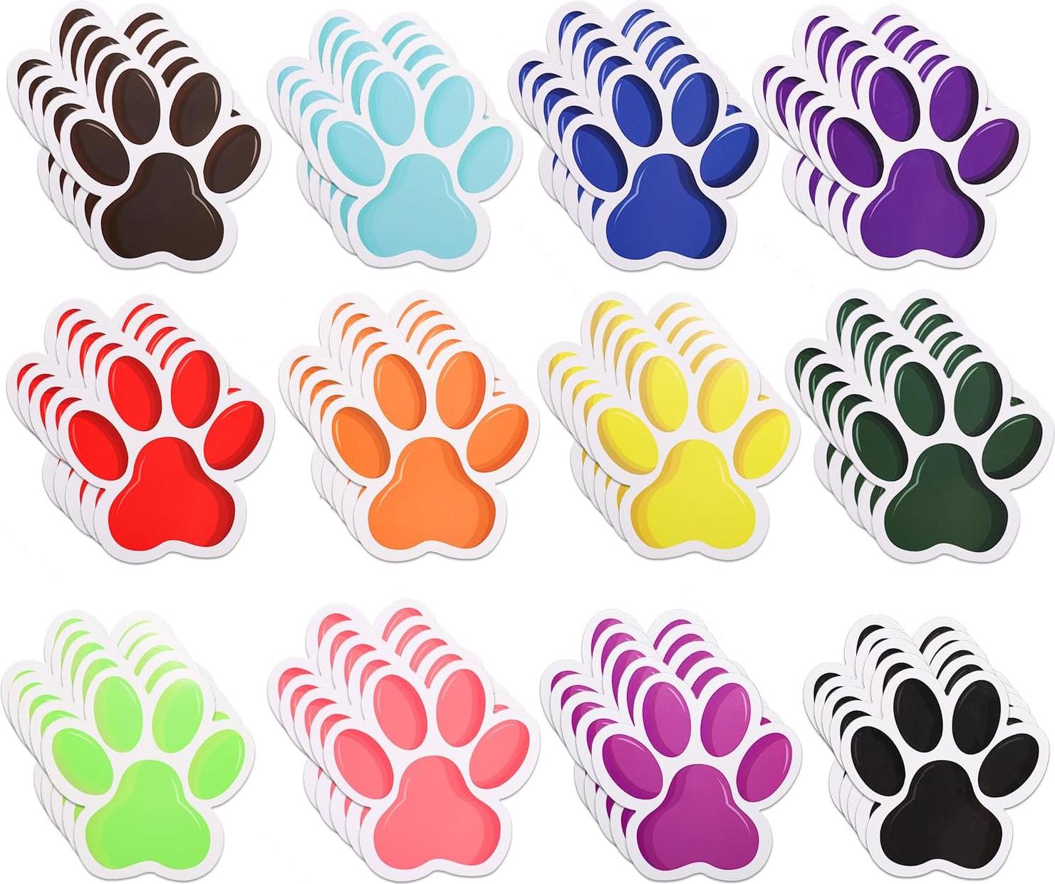 Markenlos 60 Stück Pfotenabdruck-Ausschnitte, Bunte Hunde-Pfoten Print Cut Out Mini Pfoten Pinnwand Pfotenabdruck Partyartikel Pfotenabdruck Dekorationen für Kinder Schule Zuhause Partyartikel
