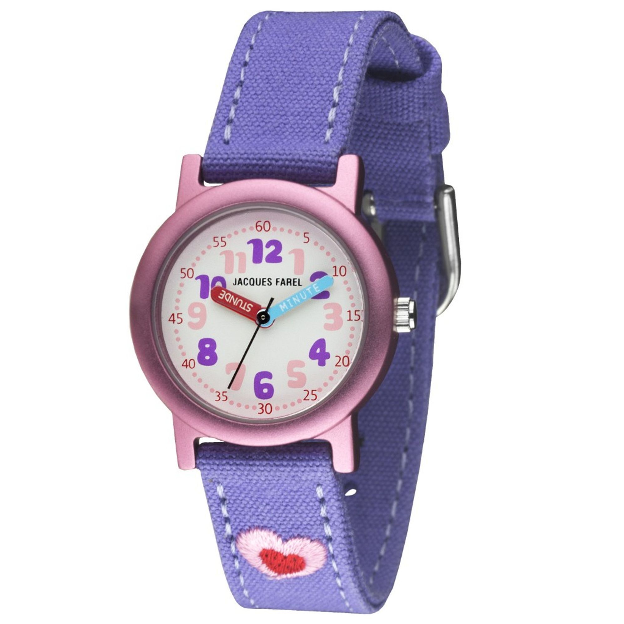 Jacques Farel Herz Öko-Kinderuhr lila/pink ORG9999 ORG 9999