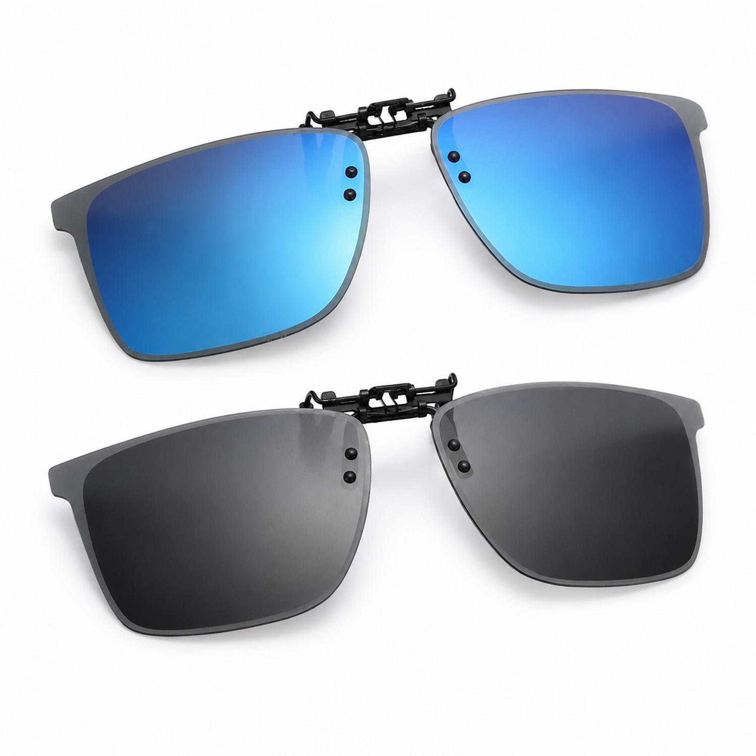 Welikera 2 Stück Sonnenbrillen Clip für Brille, Clip on Sonnenbrille zum Aufstecken Sonnenbrillen Aufsatz Brillen 180° Flip Up Sonnenbrillenaufsatz für Brillen KAUF-DUMO-HB3371-018