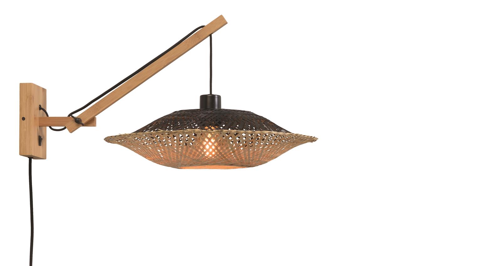 GOOD&MOJO - Wandlampe Kalimantan - Bambus/Schwarz - 55x44x45cm KALIMANTAN/W2/AD/N/12/BN