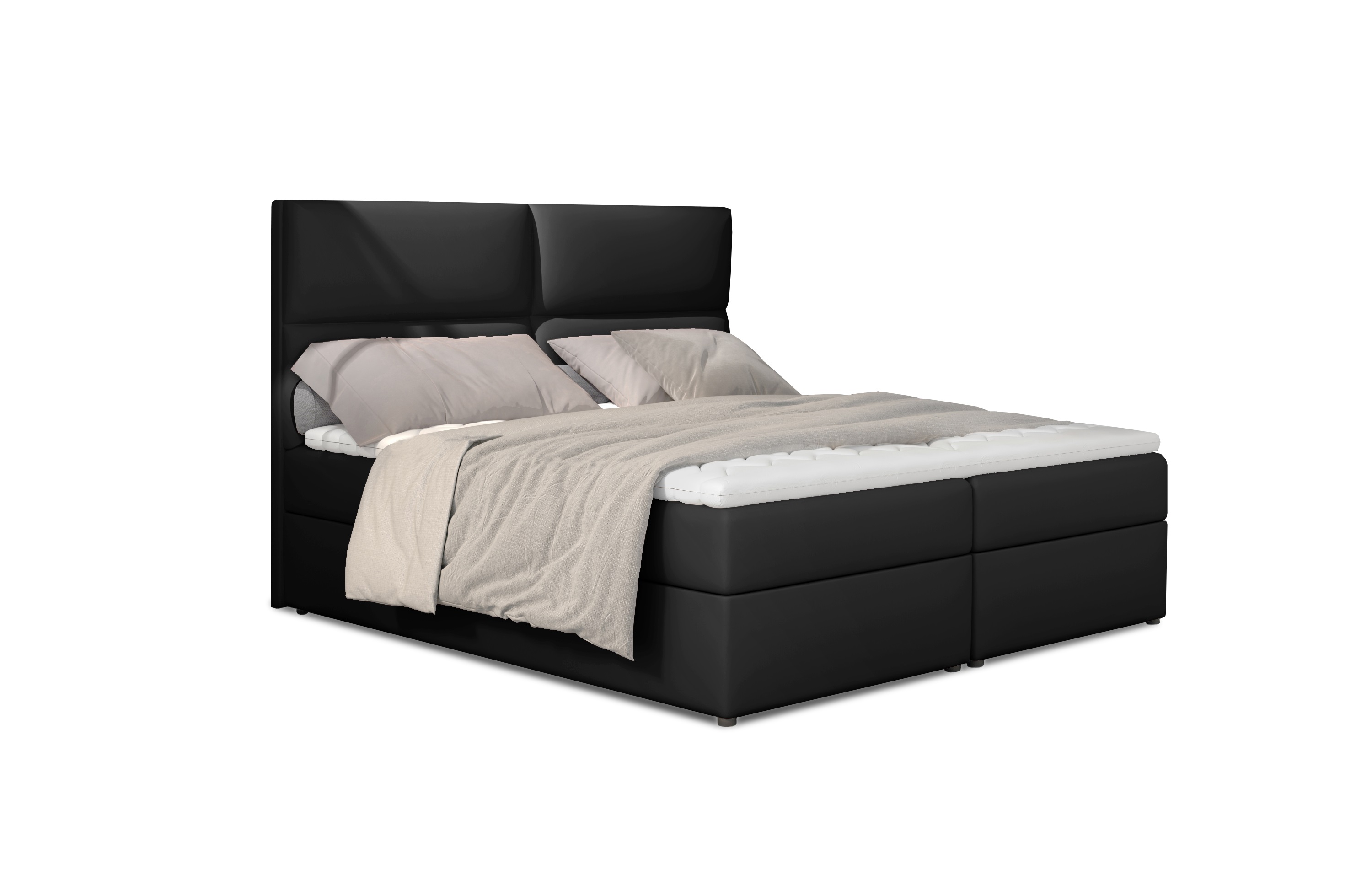 MOB, Manželská posteľ Boxspring 185 cm - Alyce (čierna) (s matracmi)