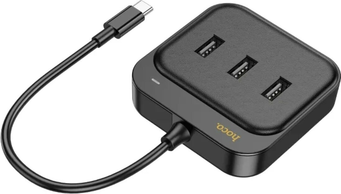 HOCO HUB adaptér 4v1 typ C na USB2.0*3+RJ45 100 Mbit/s Ethernet 0,2 m HB35 čierny