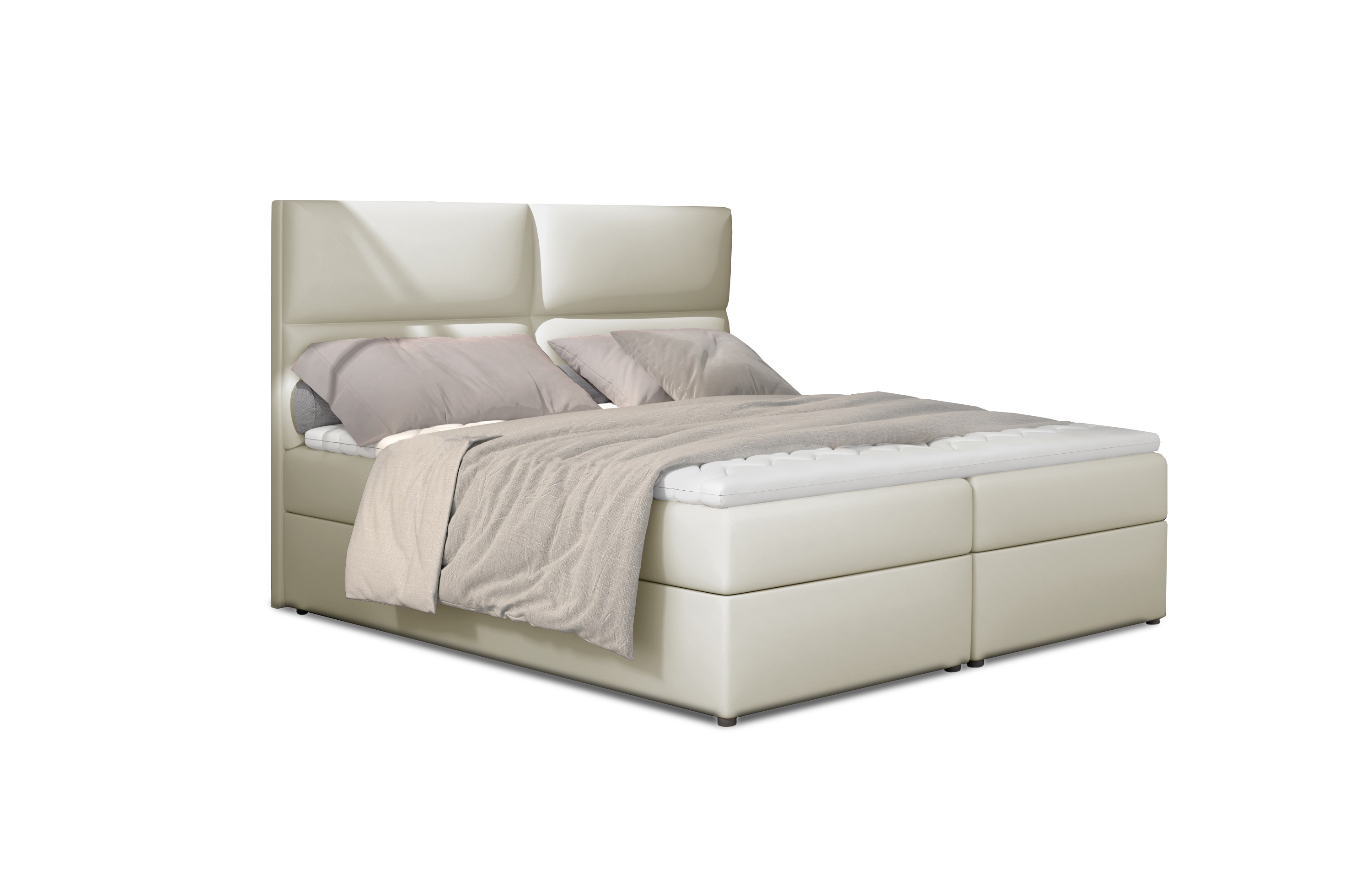 MOB, Manželská posteľ Boxspring 165 cm - Alyce (svetlobéžová) (s matracmi)