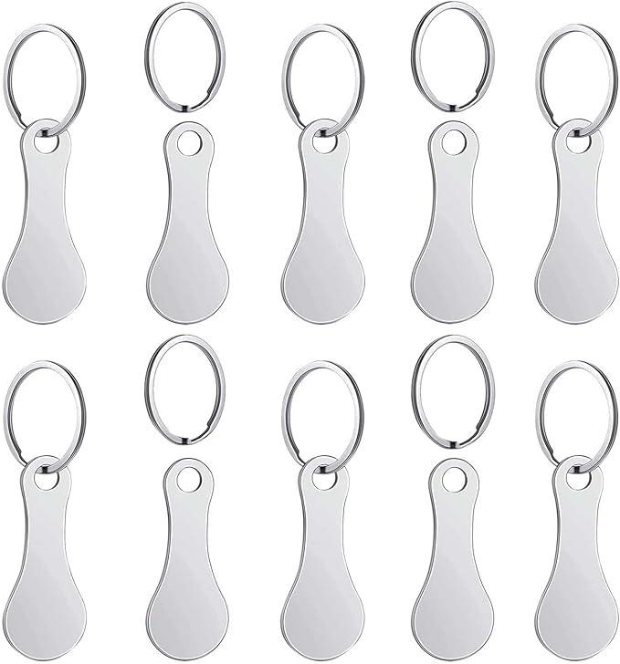 Zimtky 10pcs Einkaufswagenlöser Metall Einkaufschip Schlüsselanhänger Einkaufswagenlöser Personalisiert Rostfreier Stahl Einkaufswagenchip Utility Gadget für Einkaufswagen (Silber) KC-ZGQ260508AMZ30