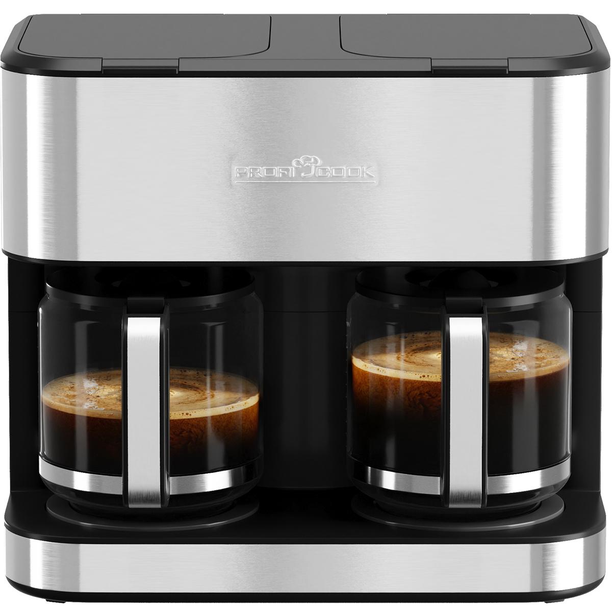 ProfiCook® Doppel Kaffeemaschine | 3,6L | bis zu 32 Tassen | 2 getrennte Brühsysteme | Filterkaffeemaschine | 2000W | PC-KAD 1308 inox 501308