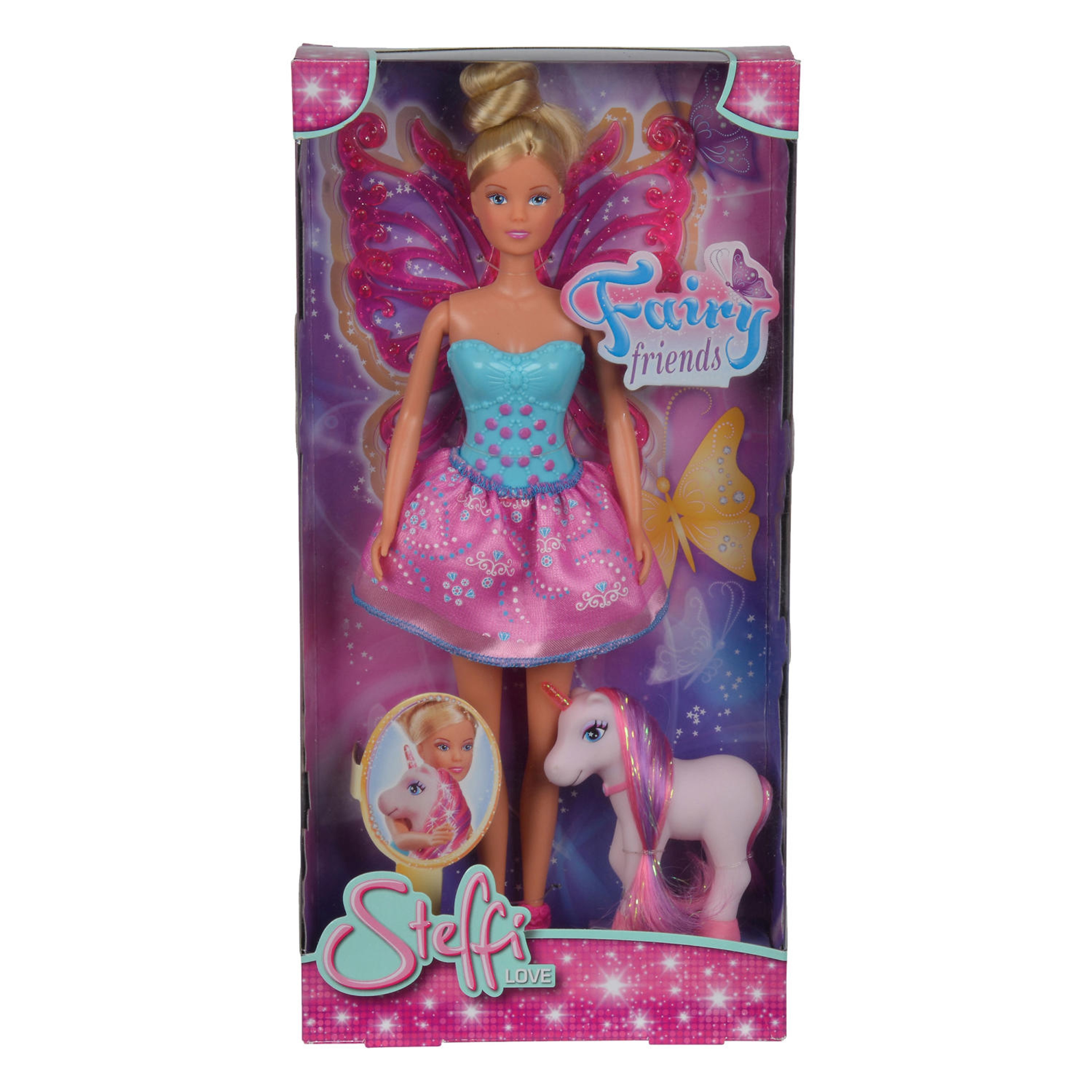 Simba Toys Simba 105733021 - Steffi Love Fairy Friends / Steffi als Fee / mit abnehmbaren Flügeln / mit Einhorn Figur / Ankleidepuppe / 29cm, für Kinder ab 3 Jahren